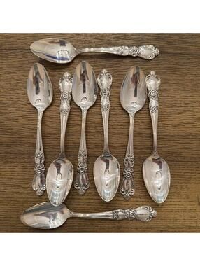 1847 Rogers Bros Heritage Silverplate Flatware – Set of 8 Teaspoons -Monogram G